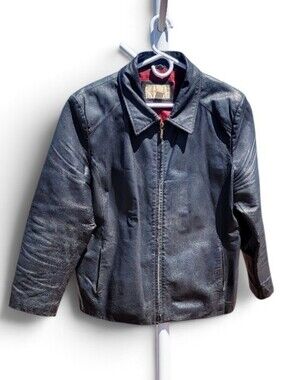 Vintage 90s Worthington Black Leather Jacket with Red Lining